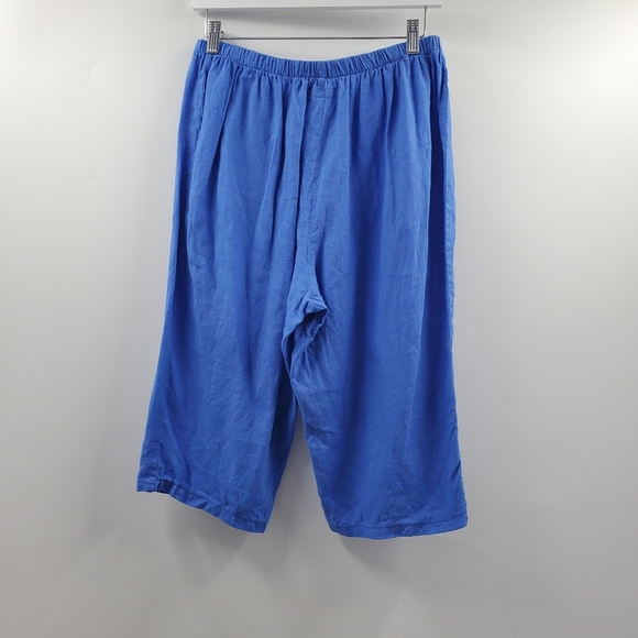 FLAX Blue Linen Capri Pants Wide Leg Boho Lagenlook - Picture 3 of 5